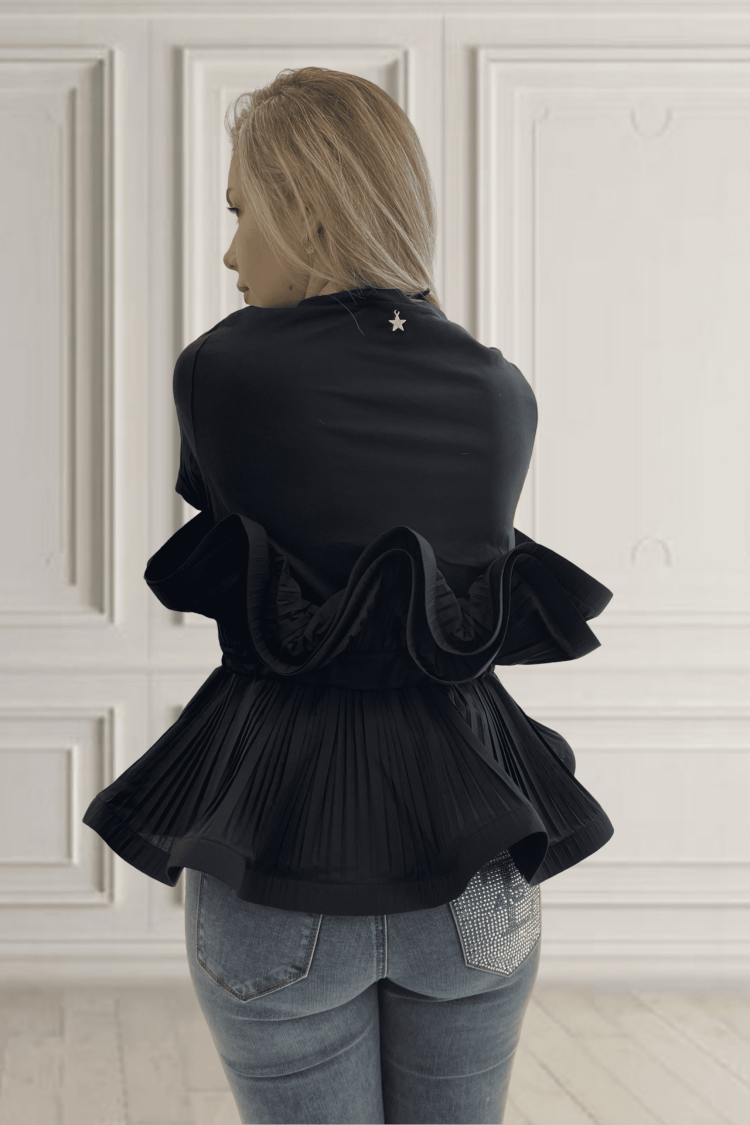 Women's Blouse with Waist Detail Souvenir Black-My Boutique