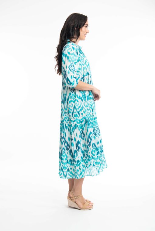 Izmir Orientique Turquoise Midi Dress-My Boutique