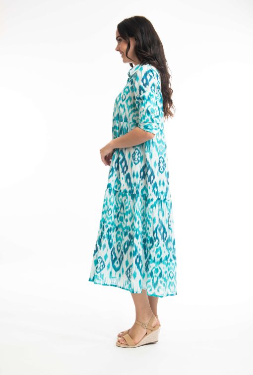 Izmir Orientique Turquoise Midi Dress-My Boutique