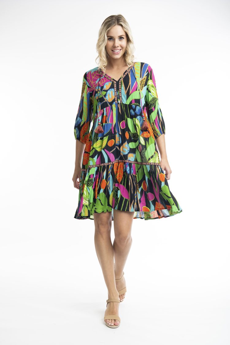 Nicossia Orientique Print Mini Dress-My Boutique