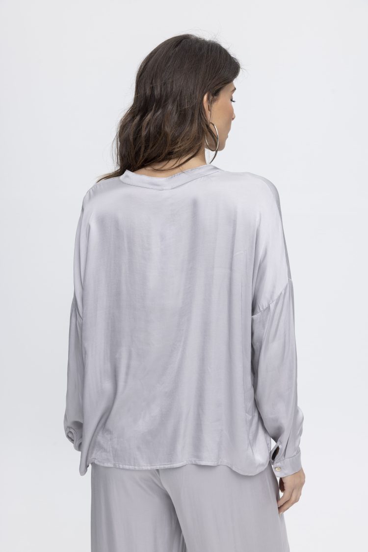 Women's Shirt with V Neck Tensione In Grey-My Boutique